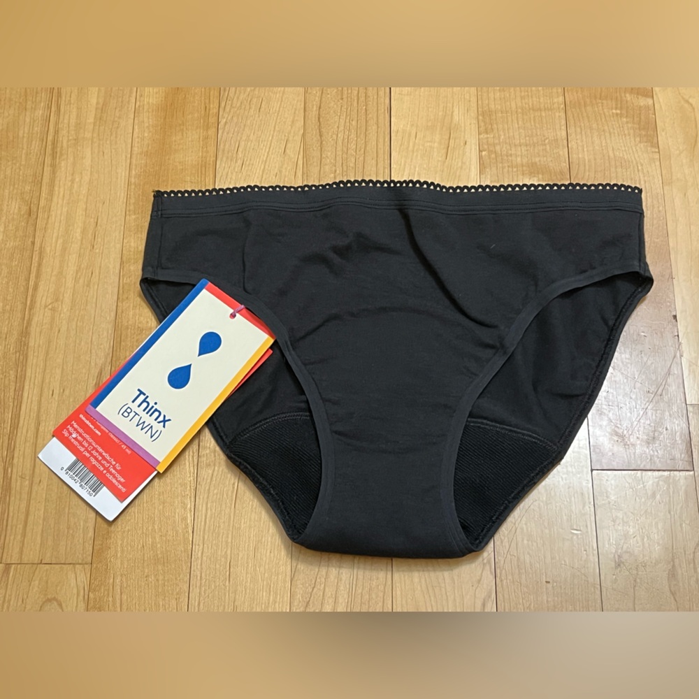 THINX(BTWN) Girls Period Bikini Panties Size 13-14 Black NWT